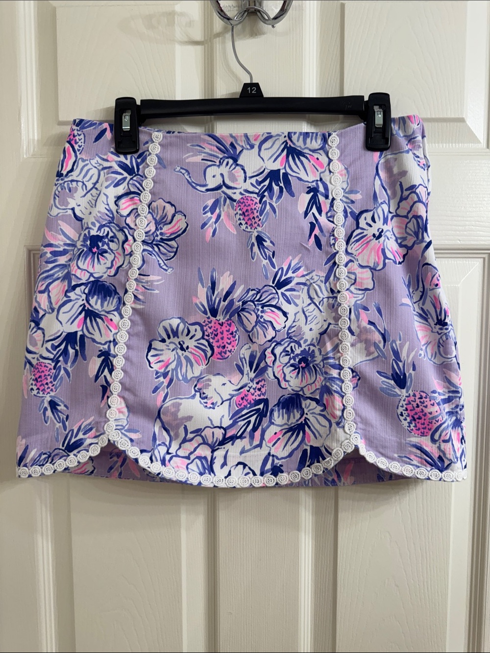 Lilly Pulitzer Patty Skort  Lavender Floral Mini Skirt with Scallop Trim Size 6